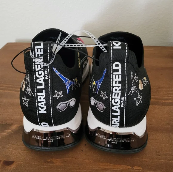 Karl LagerfeldMattia Logo Embroidered Stretch Knit Sneakers Black NWOB - Picture 4 of 5